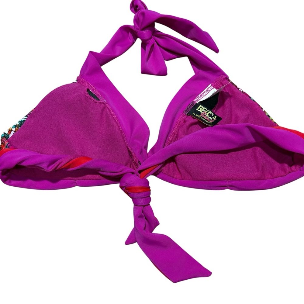 BECCA Beach | Rebecca Virtue Magenta & Red Paisley Colorblock Bikini size M NEW - Picture 5 of 13